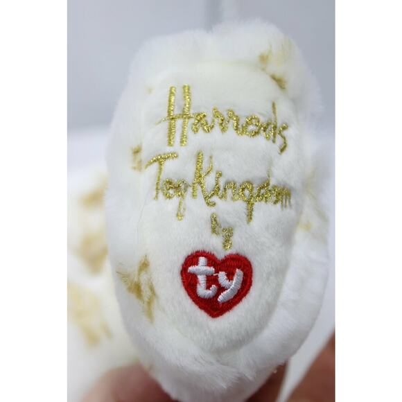 TY Harrods Teddy Bear Toy Kingdom Beanie Baby White & Gold 12" Plush - Picture 8 of 12